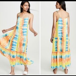 KOS resort multi colored tie dye tiered maxi dress